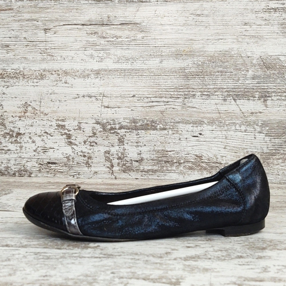 🟦Sz 36/6 AGL Attilio Giusti Leombruni Midnight Blue Shimmer Flats